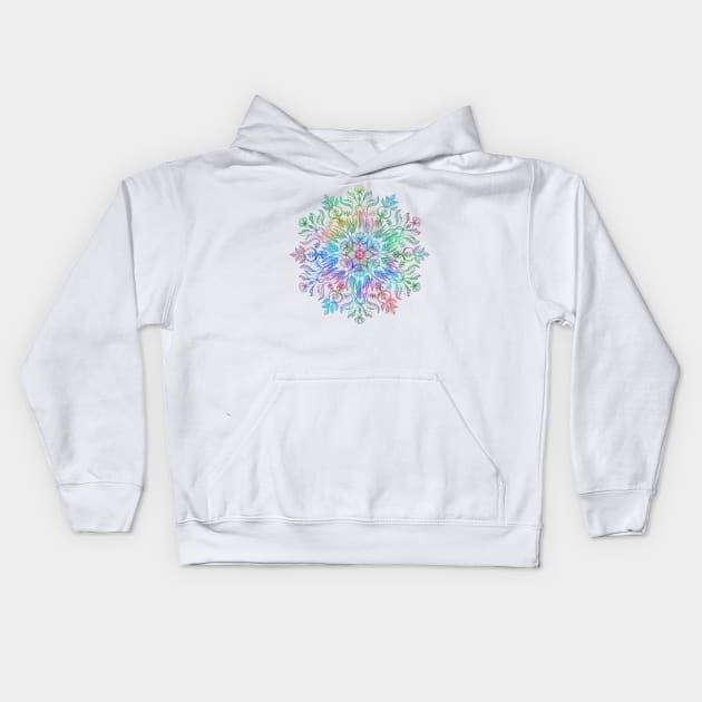 Nature Mandala in Rainbow Hues Kids Hoodie by micklyn